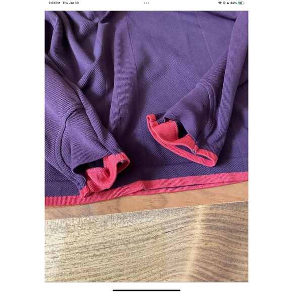 Athleta Womans L Seamless Turtleneck Workout/Layering Long Sleeve Top Purple - Picture 8 of 8